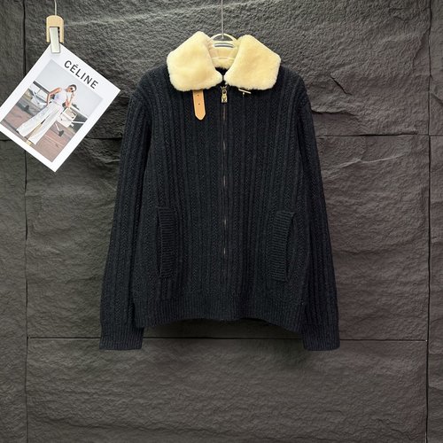 Louis Vuitton Luxury Zip-Up Wool Cardigan Sweater for Couples