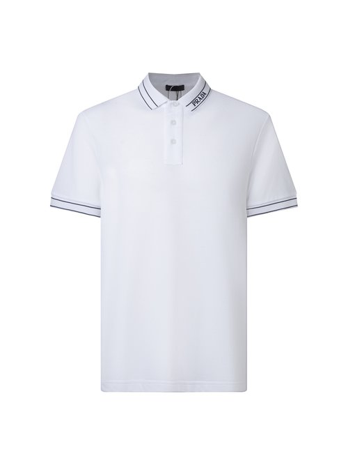 Prada Classic Letter Mosaic Embroidery Polo Shirt