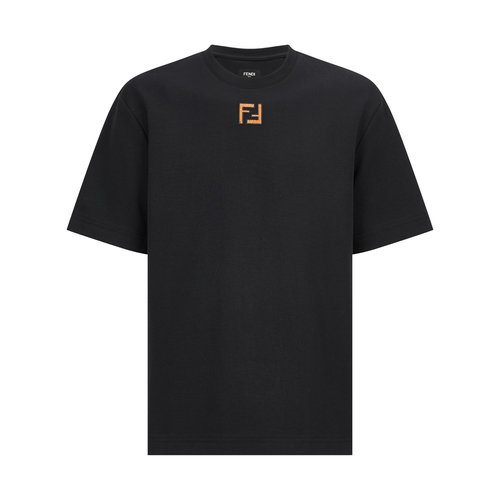 Fendi Double F Embroidered Short Sleeve T-Shirt in Black