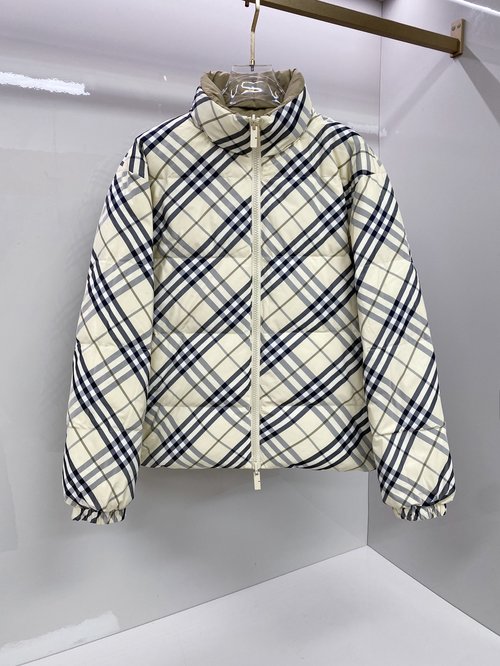 Burberry Double-Faced Stand Collar Down Jacket with Logo Badge