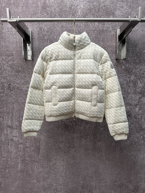 Moncler Laminated Wool Cotton Down Jacket