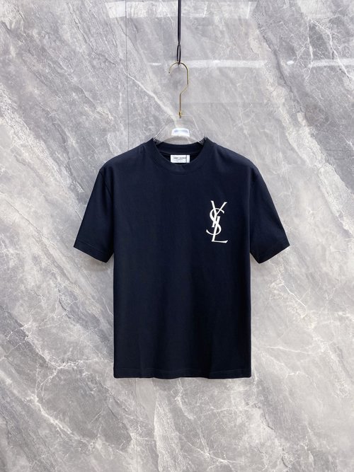 Yves Saint Laurent New Round Neck Short Sleeve T-Shirt in Black and White