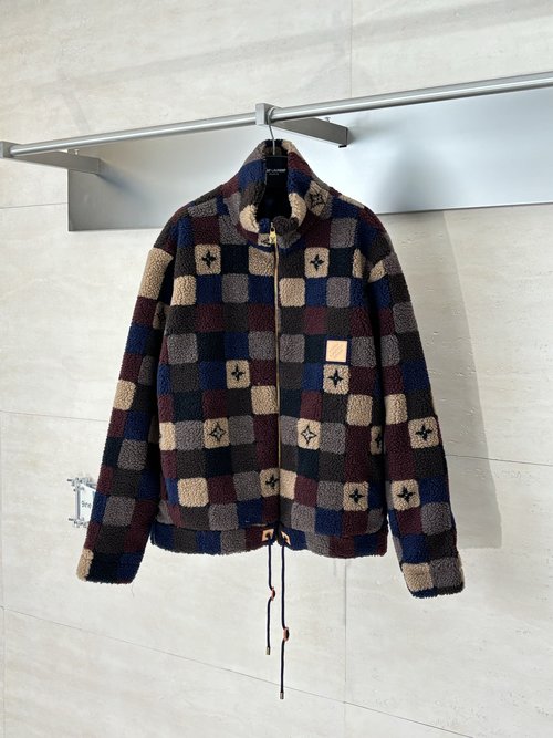 Louis Vuitton Letter Badge Color-Blocked Fleece Jacket