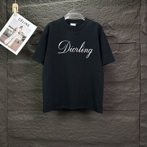 Dior Silver Letter Print Couple T-shirt, Black&White