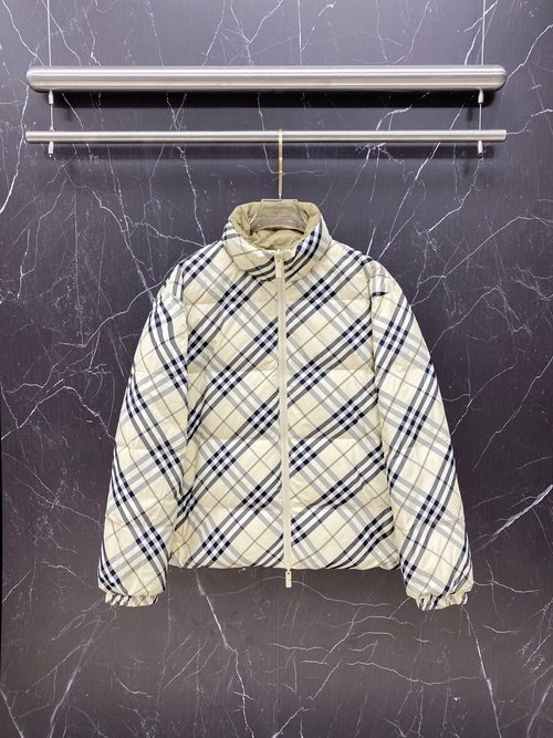 Burberry Double-Faced Stand Collar Down Jacket with Logo Badge