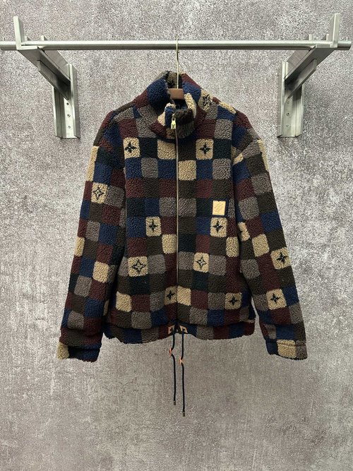 Louis Vuitton High-neck Fleece Zipper Jacquard Pattern Jacket