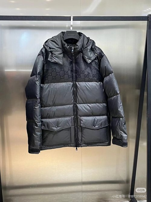Gucci High-Density Nylon Down Coat with Removable Hood