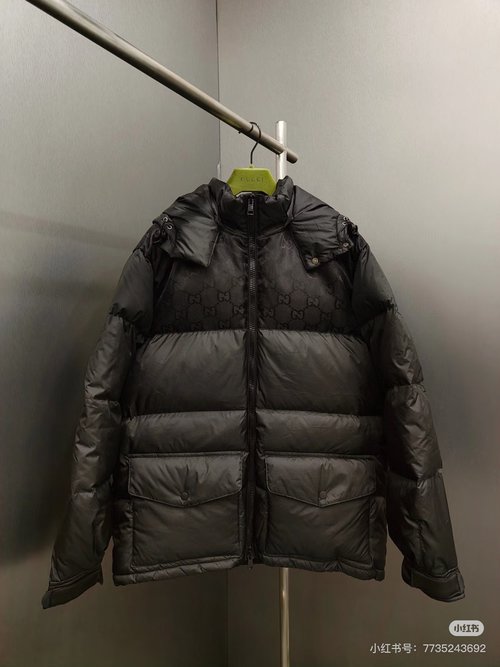 Gucci High-Density Nylon Down Coat with Classic GG Design