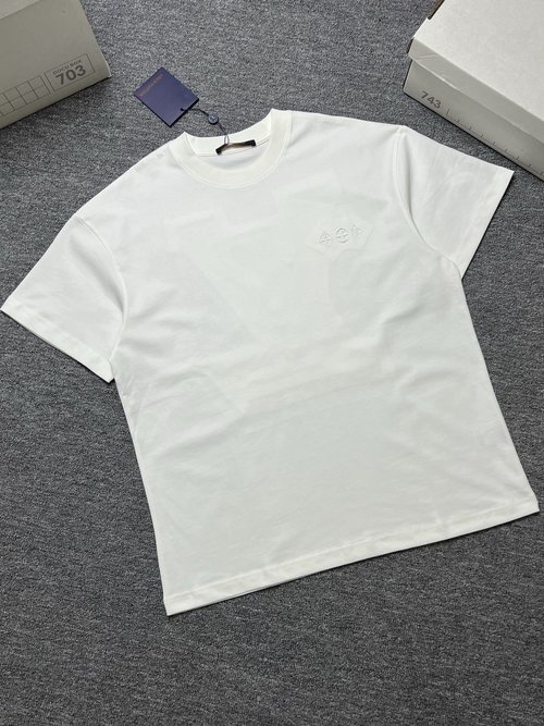 Louis Vuitton Black and White Short Sleeve T-Shirt, 280g Fabric