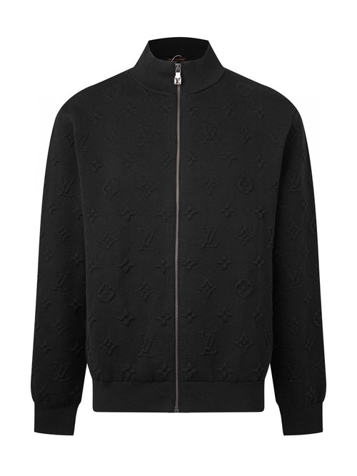 Louis Vuitton Embossed Wool Blend Knit Collared Coat