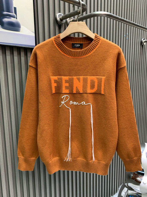 Fendi Round - Neck Jacquard Letter Knitted Sweater