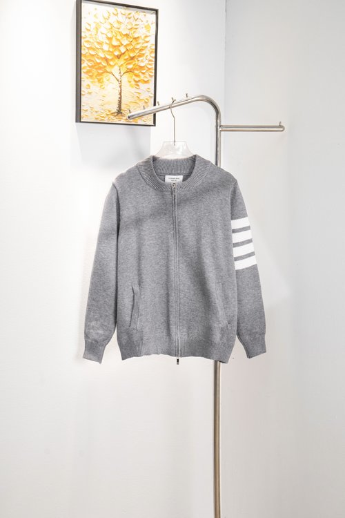 Thom Browne Four-Stripe Knit Double-Zipper Coat, Soft & Durable