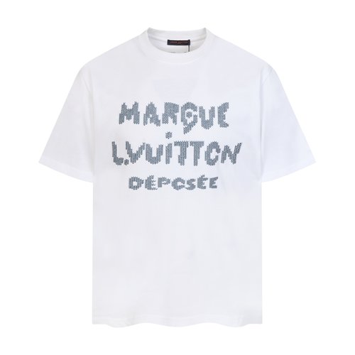 Louis Vuitton New Embroidered Short Sleeve T-Shirt in White, Black and Rose