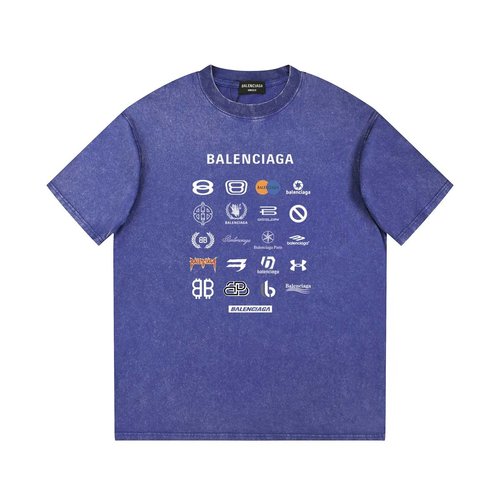 Balenciaga Letter Printed Vintage Cotton Short-sleeved T-shirt