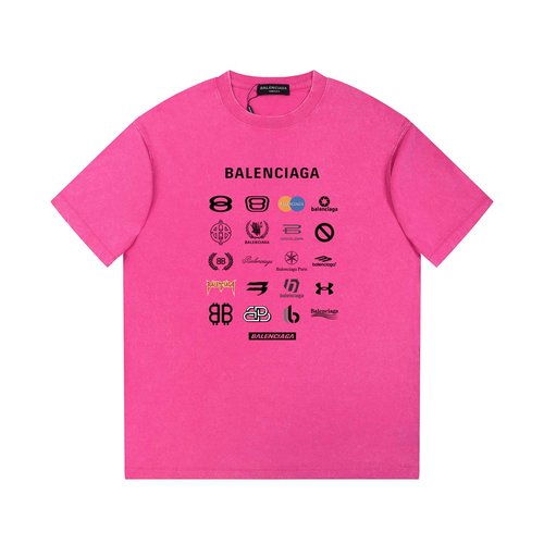 Balenciaga Letter Printed Vintage Cotton Short-sleeved T-shirt