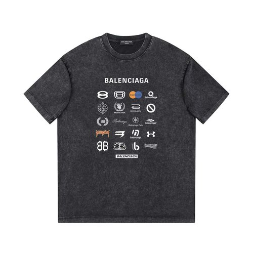 Balenciaga Letter Printed Vintage Cotton Short-sleeved T-shirt