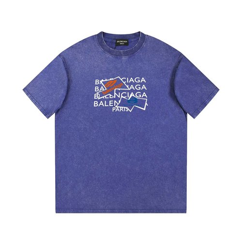 Balenciaga Heavy-wash Letter Print Short Sleeve Tee