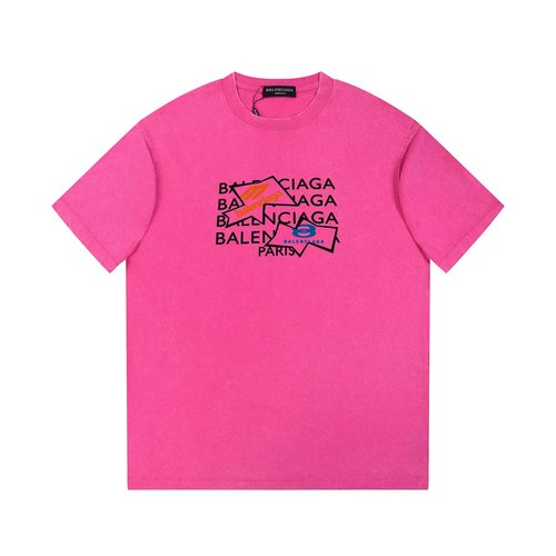 Balenciaga Heavy-wash Letter Print Short Sleeve Tee
