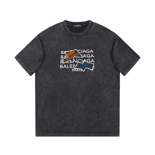 Balenciaga Heavy-wash Letter Print Short Sleeve Tee