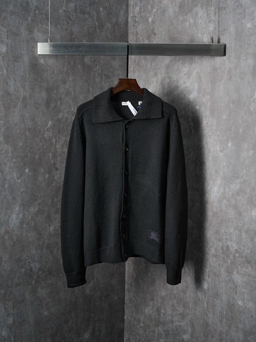 Burberry Wool Blend Cardigan with Horse Logo Patch