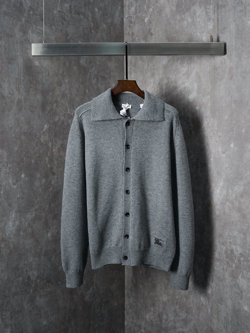 Burberry Wool Blend Cardigan with Horse Logo Patch