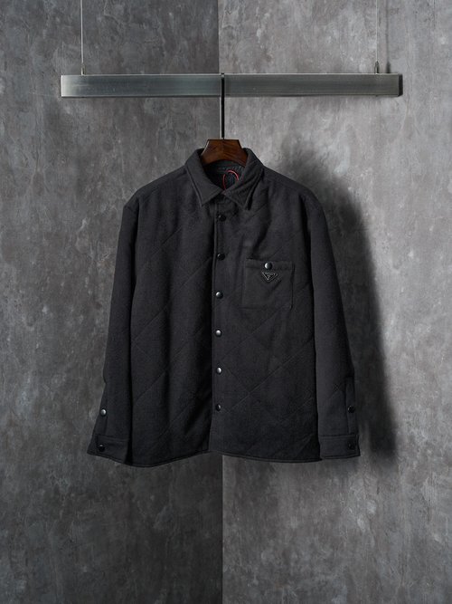 Prada Luxury Cashmere Blend Coat with Dynamic Visual Effect