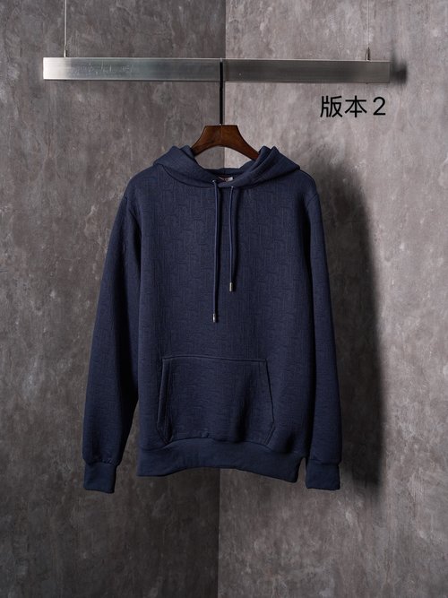 Dior Comfortable Hoodie with Dark Pattern Jacquard