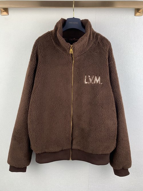 Louis Vuitton Embroidered Letter Outerwear in Coffee Color