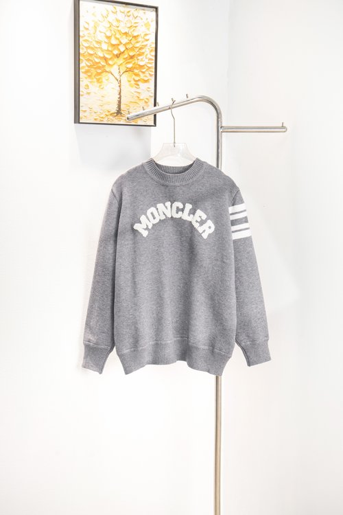 Moncler  Knit Round-Neck Sweater with Small Logo
