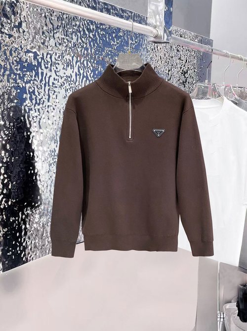 Prada Classic Knit Half-Zip Wool Sweater in Various Colors