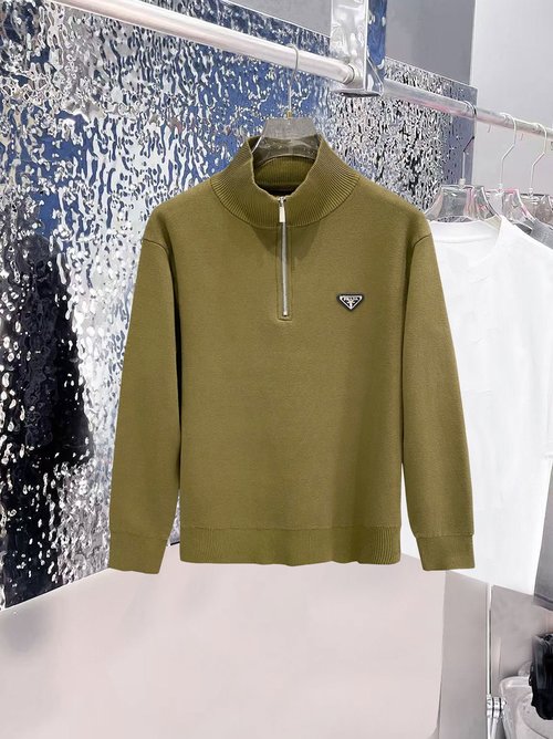 Prada Classic Knit Half-Zip Wool Sweater in Various Colors