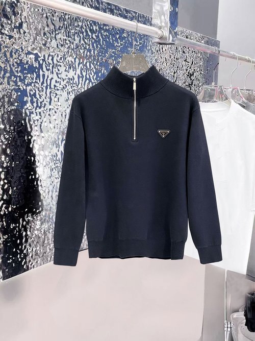 Prada Classic Knit Half-Zip Wool Sweater in Various Colors