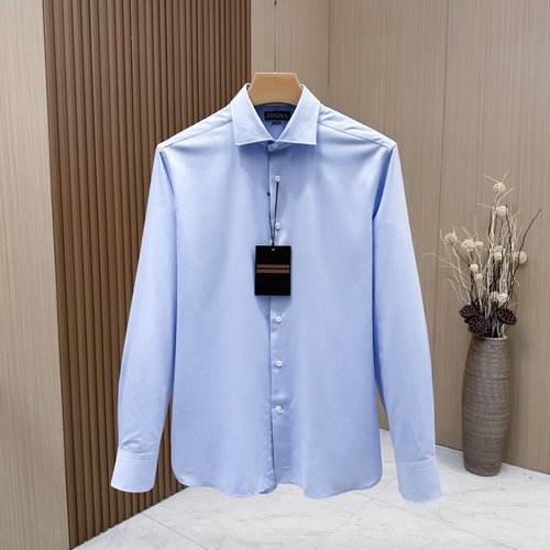 Zegna Classic Herringbone Cotton Shirt for Elegance