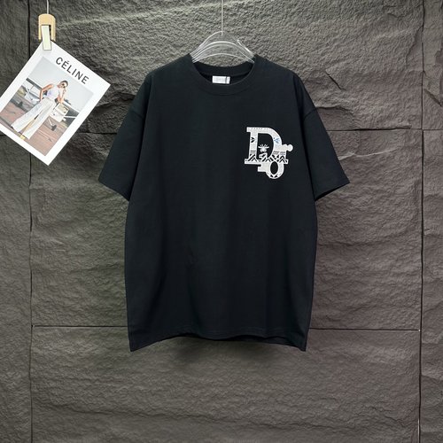Dior  Short Sleeve T-Shirt with Patch Embroidery