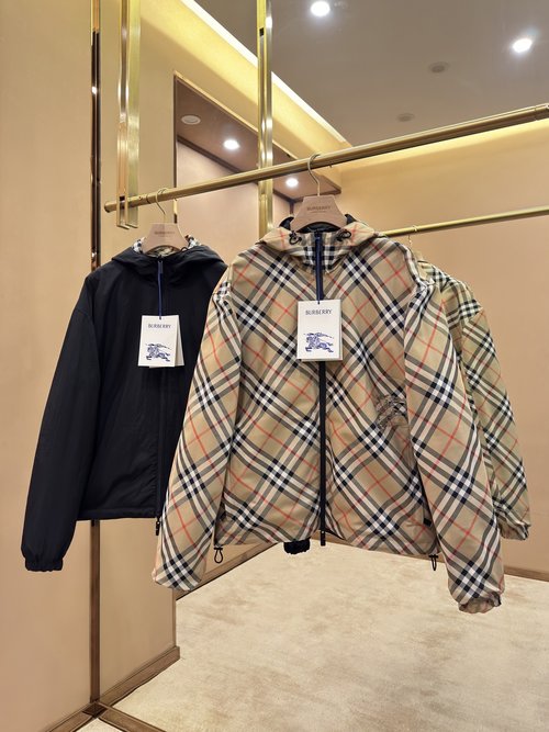 Burberry Double-Sided Checked Trench Coat with Horse Embroidery