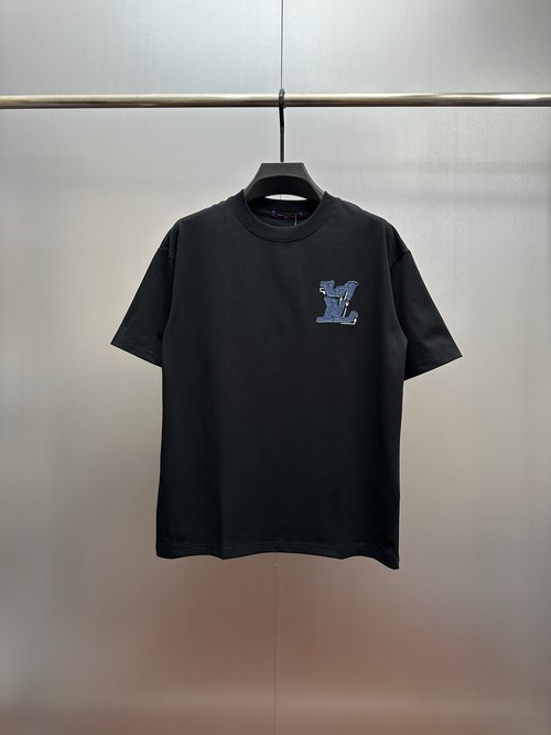 Louis Vuitton Denim-Embroidered Short Sleeve in Black, Cool Look