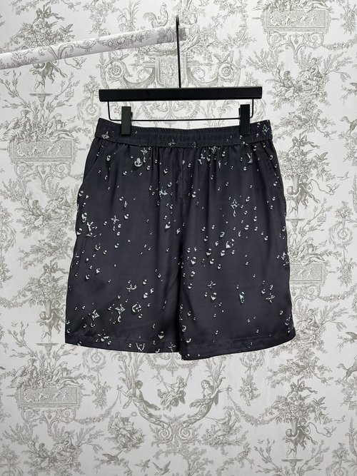 Louis Vuitton Silk Shorts with Monogram Print, Elastic Waist