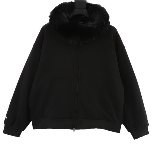 Balenciaga Furry Hooded Cotton Blend Sweatshirt with Design