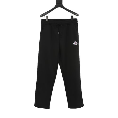 Moncler Warm Fleece Straight-Leg Pants with Embroidered Logo