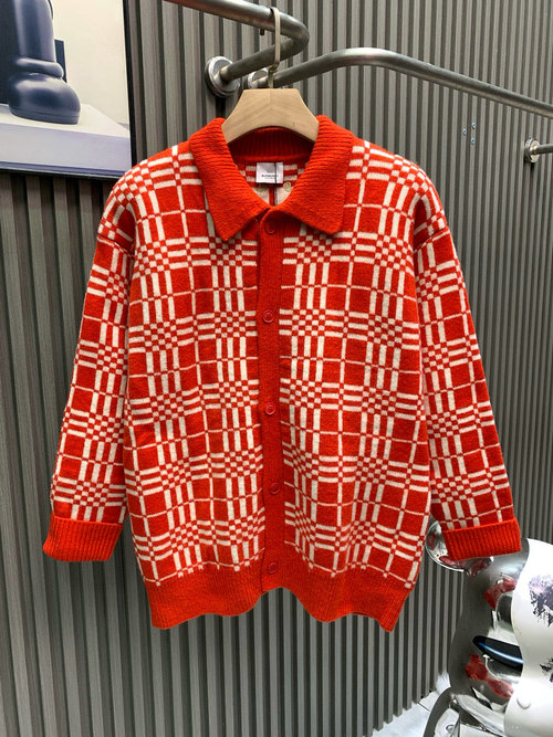 Burberry Elegant Wool Blend Cardigan with Tartan Pattern
