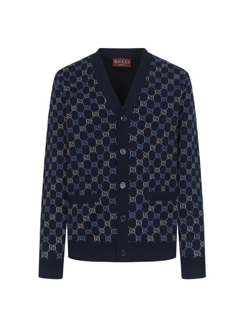 Gucci Double-sided Wool V-neck Knit Cardigan