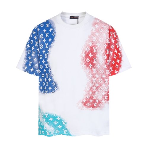 Louis Vuitton Custom Fabric Round Neck T-Shirt with Colorful Logo