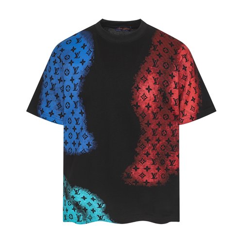 Louis Vuitton Custom Fabric Round Neck T-Shirt with Colorful Logo