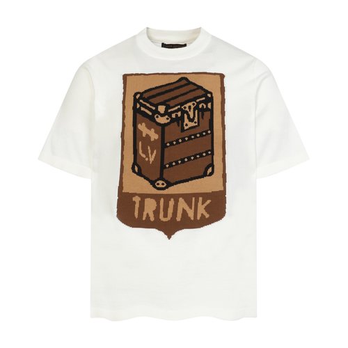 Louis Vuitton Embroidered Knit Round-Neck Short Sleeve T-Shirt in Black/White