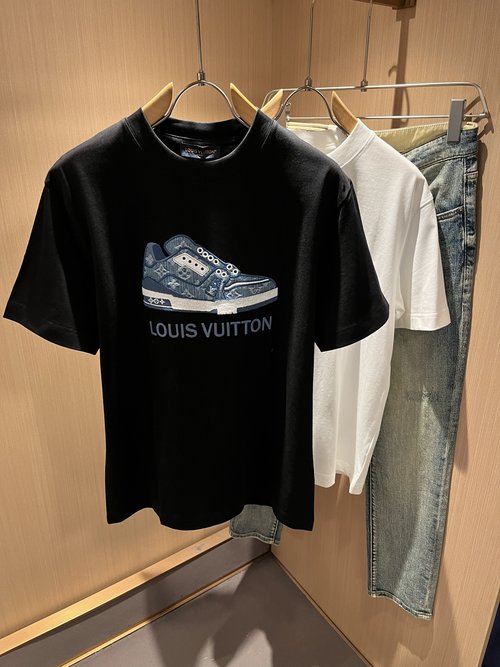 Louis Vuitton Fashionable Unisex Short-Sleeve Cotton Tee