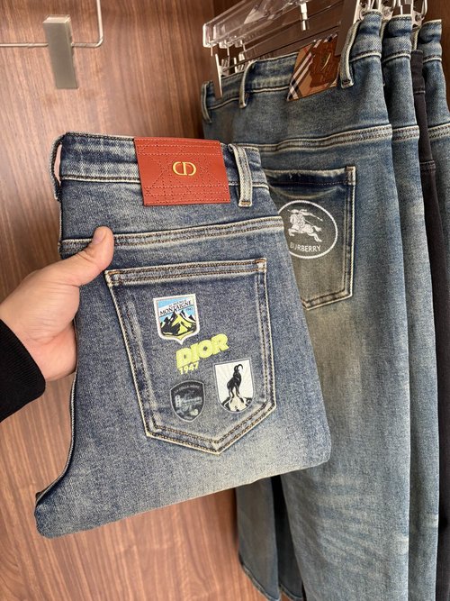 Fendi Soft Jeans with Leather Waist Tag, Elastic Fit