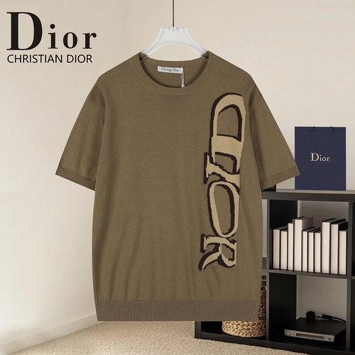 Dior White Jacquard Round-Neck Casual Sweater T-Shirt