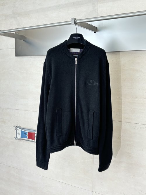 Dior Rope-embroidered Knit Zip-up Cardigan