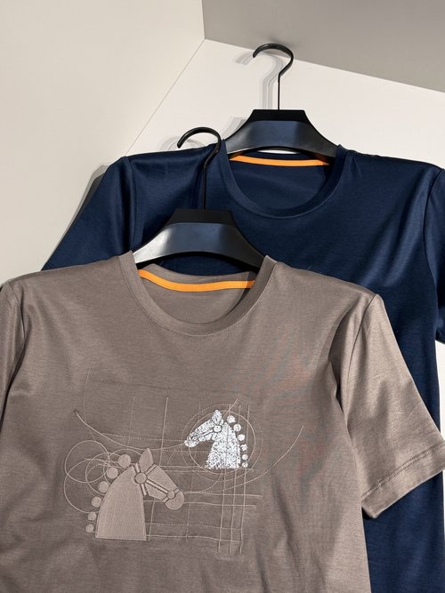 Hermes Abstract Horsehead Embroidery T-Shirt in Luxury Fabric