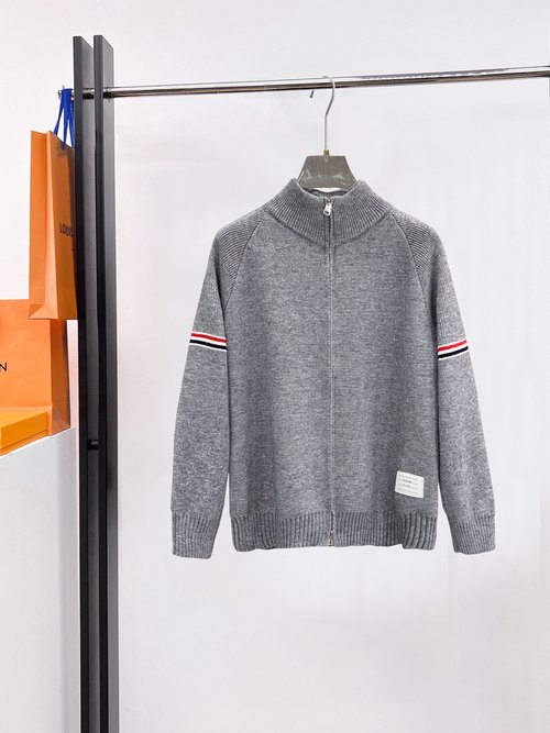 Thom Browne Knitted Woolen Cardigan with Fashion Logo